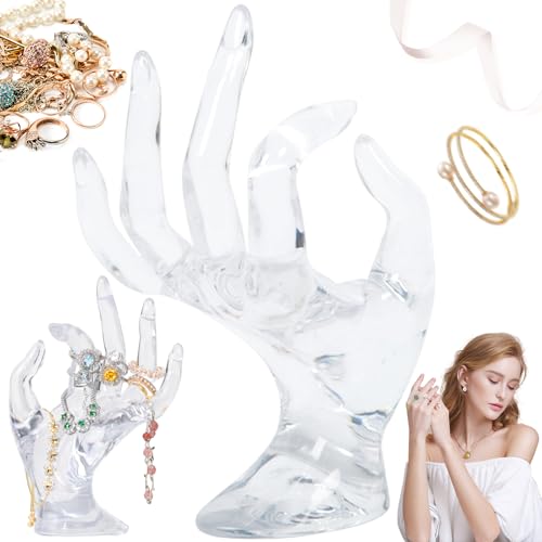 Brateuanoii Support d'Affichage de Bijoux de Main OK, Porte Bague et Bracelet, Présentoir Transparent