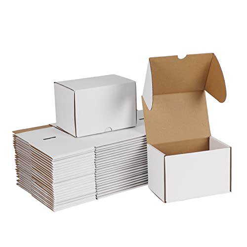 Image of ZBEIVAN 6x4x4 White Shipping Boxes Set of 25, Corrugated Cardboard Mailer Boxes for Packaging Small Business Mailing Gifts