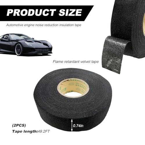 Image of DXNQ 2 PCS Wire Harness Cloth Tape, 19mmx15m Velvet Wear-Resistant Protective Electric Tape, Strong Adhesive Cloth Tape for Vehicle Electrical Engine Noise Dampening Insulation