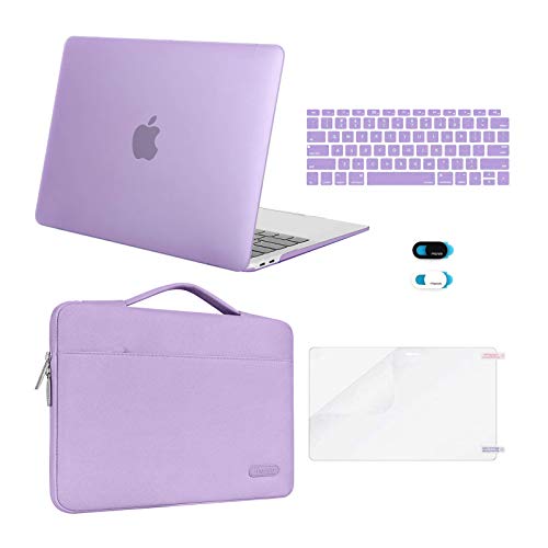 MOSISO Compatible with MacBook Air 13 inch Case 2022 2021 2020 2019 2018 Release A2337 M1 A2179 A1932 Retina Display, Plastic Hard Shell&Bag&Keyboard Skin&Webcam Cover&Screen Protector, Light Purple