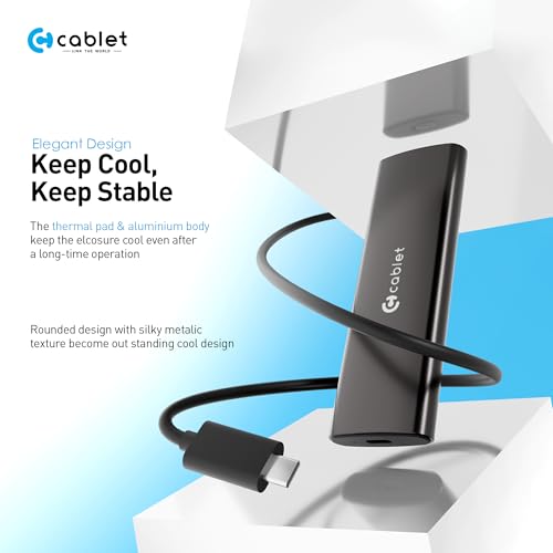 Image of Cablet 10Gbps M.2 NVMe SSD Enclosure Adapter, Tool-Free USB C 3.1 Gen 2, for M-Key & M+B Key NVMe SSD 2230 /2242 /2260 /2280 - Max 8TB, Aluminium Case ReakTek RTL9210 Chipset (MS901-C3)