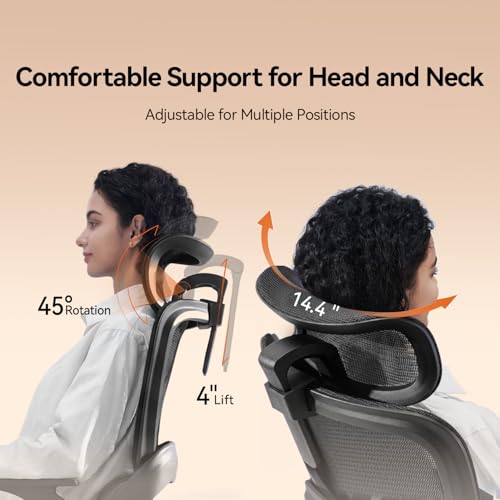 Image of SIHOO B100 Office Chair, Comfy Ergonomic Office Chair, Computer Chair with Adaptive Lumbar Support & Wide Headrest, Flip-up Armrests, Swivel Desk Chair for Long Hours, Without Footrest, Black