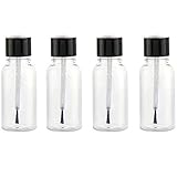 4 Pcs 20ml Empty Refillable Nail Polish Bottles Transparent Glass Nail Varnish Bottles Containers with Brush Cap for Nail Art (20 ml)