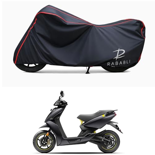 Image of Waterproof Bike Body Cover Compatible for | Ather 450X Gen 3 | Taffeta Fabric, Red Piping Design, Bottom Elastic Fit | Dustproof, Sun UV & Rain Protection for All Bikes