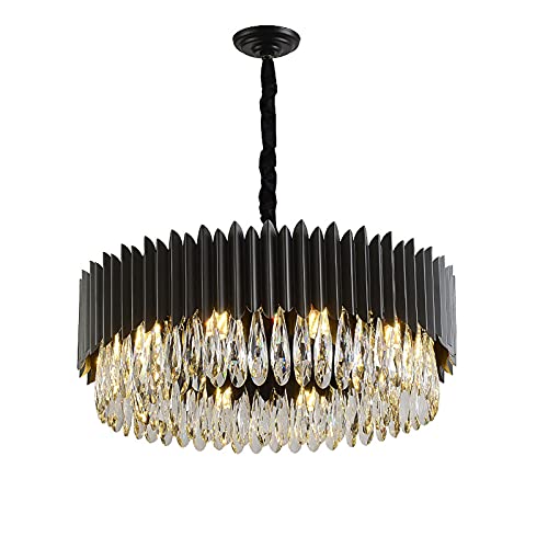 Chandelier en cristal noir luxe de 95cm pour magnifier un grand salon contemporain