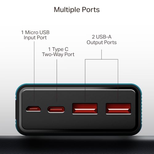 Image of boAt (2026 Launch) Energyshroom PB401 20000 mAh 22.5W Fast Charging Power Bank (4X Output Ports, Supports Android, iPhone, Tablets, Earbuds, etc.), USB Type C (Sapphire Blue)