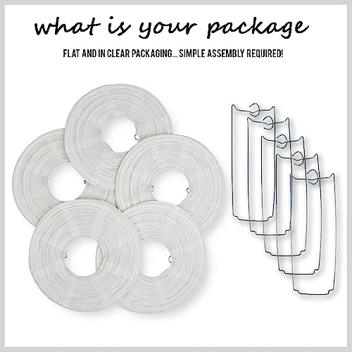 Image of 10 inch White Paper Lanterns Party decorations, Chinese /Japanese Hanging Paper Lanterns for Wedding, Bridal Shower, Birthday, Engagement, Valentine's Day (Set of 5, White)