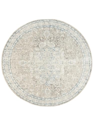 RugVista Nadia, Alfombra Moderna, Pelo Corto, ∅ 200 cm, Redonda, Calidad cert. Oeko-Tex Standard 100, Polipropileno, Pasillo, Dormitorio, Cocina, Salón, Comedor, Despacho, Crema/Greige