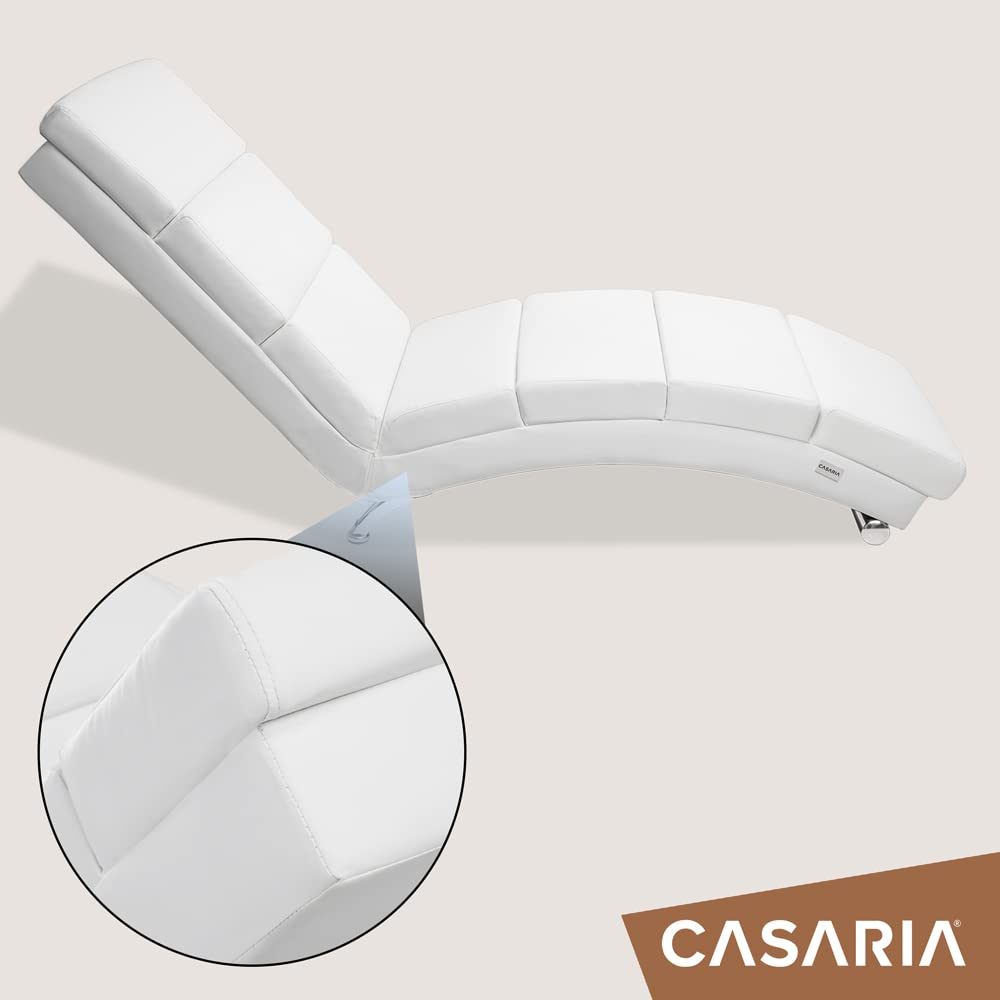 Casaria Relaxliege XXL London 186x89x55 cm Kunstleder Gepolstert 180kg Belastbarkeit Chaiselongue Relaxsessel Weiß