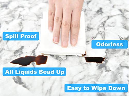 Rally Home Goods Indoor Outdoor Patio Round Fitted Vinyl Tablecloth, Flannel Backing, Elastic Edge, Waterproof Wipeable Plastic Cover, White Marble Pattern For 6-Seat Table Of 43-56’’ Diameter #TOP1