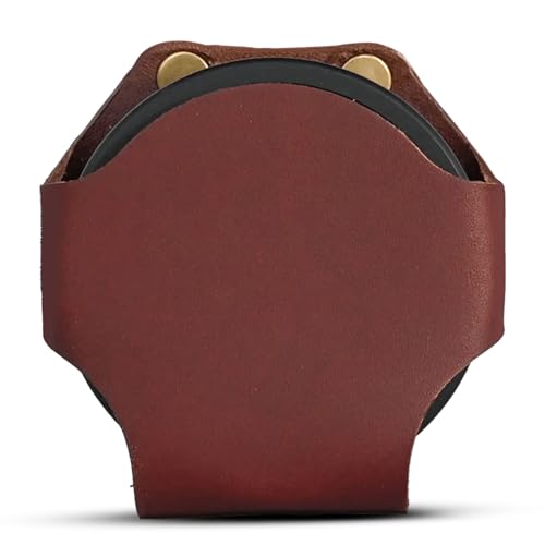 Leather Dip Can Holder (Brown) Slip-On Holster for Tobacco Snuff & ZYN-Size Nicotine Pouch Cans Full Grain Leather Belt Pouch w/Solid Brass Rivets Durable Belt Accessory for Men