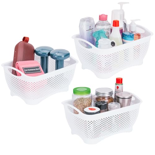 Consejos para Comprar Cesto de plastico que Puedes Comprar On-line. 42 JOY Canastas Organizadoras de Plástico Set de 3 Cestos de Almacenamiento y Decoración Blancos. Ideal para Artículos de Baño, Lavandería, Despensa, Cocina y el Hogar, es...