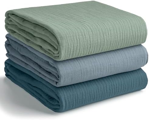 Comfy Cubs Muslin Swaddle Blankets 3-Pack - 107 x 107 cm, Soft 10...