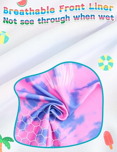 Image of TENVDA Girls Rash Guard Swimsuit Long Sleeve Bathing Suits with Shorts for 3-12 Years Old Kids