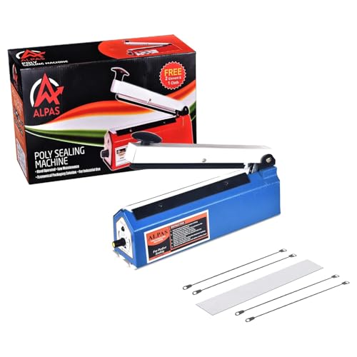 Image of ALPAS Manual Heat Sealing Machine 8 Inch (203mm)| Vacuum Packet Sealer Machine With 1 Year Warranty| Perfect for Plastic, Pouch, Food Packets, Poly Bag & Ideal All Packaging for Home & Business