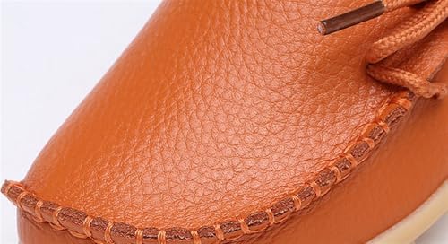 Women's Genuine Leather Lightweight Loafers Comfortable Slip On Tie-Bow Moccasins Wide Width Flats Shoes Breathable Anti Slip Beef Tendon Bottom Walking Boat Shoe4