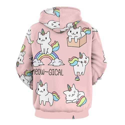 Pull Chaton Licorne Unisexe Sweat à Capuche Confortable Manche Longue