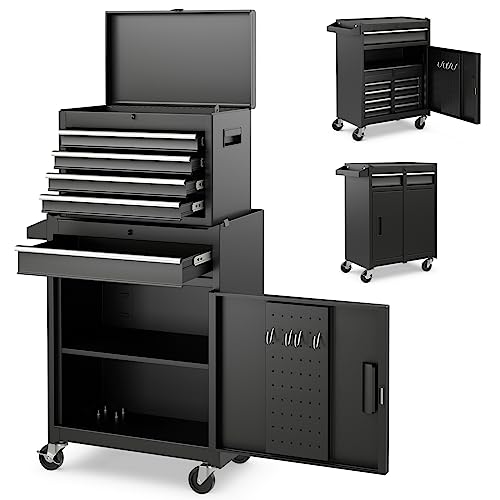 TANGZON Lockable Tool Cabinet with Wheels