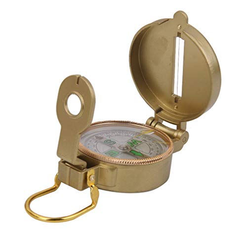 Brújula direccional militar metálica de ingeniero con aguja flotante y diseño lensático (dorado) miniatura 1