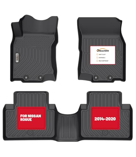 orealtrend Car Floor Mats Compatible with Nissan Rogue 2014-2020 Floor Liners Heavy Duty All Weather Guard Spill Proof Black Front Rear Car Carpet Custom Fitted Odorless Anti Slip