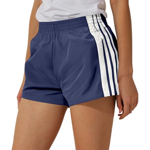 Image of Black Shorts Women Y2k Striped Shorts Elastic Waist Side Stripe Casual Lounge Short Pants Lounge Gym Athletic Sport Tracksuit Hiking Travel Bottoms Comfy Casual Sweat Short