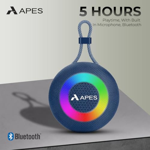 Image of APES Beat Bluetooth Speaker, Wireless Portable Speaker, 5hrs Playtime, Dynamic RGB LED's (Blue)