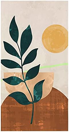 Gehucoxee Modern Boho Kitchen Towels Set of 3, Abstract Art Absorbent Dish Towel for Kitchen Microfiber Dish Cloths for Drying and Cleaning Reusable Cleaning Cloths Natural Leaves Moon Decor 18x28in