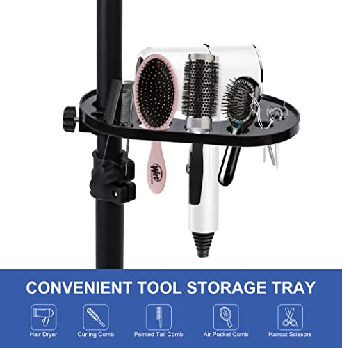 Klvied Wig Stand Tripod Adjustable Mannequin Head Stand With Foot Panel, Reinforced Metal Wig Head Stand With Tool Tray For Cosmetology Hairdressing Styling Training #TOP6