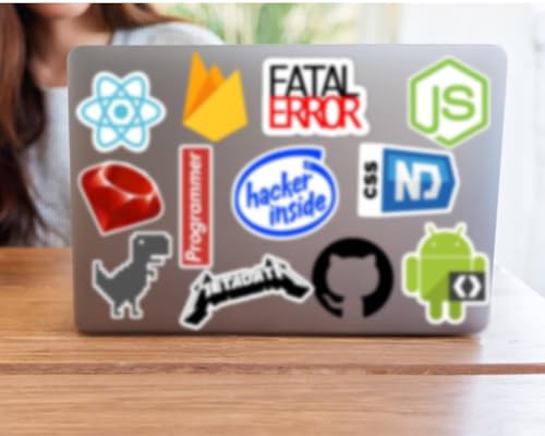 Image of CodersParadise - Pack of 51 Laptop Vinyl Self-Adhesive Sticker for Programmer, Coder, Developer, IT Professional - Multicolor Stickers for Laptop, Journal, Guitar, Mobile - Waterproof Residue Free