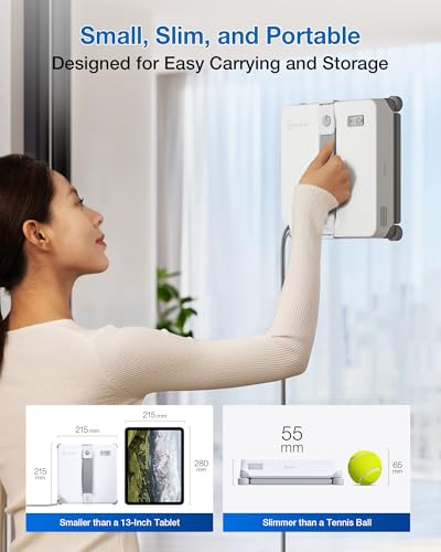 Image of ECOVACS WINBOT Mini 2 Robot Vacuum Cleaner, Angle Brushes & Ultrasonic Spray, Ultra-Thin for Narrow Windows, Smart Navigation, 6 App Modes, 10 Levels Protection