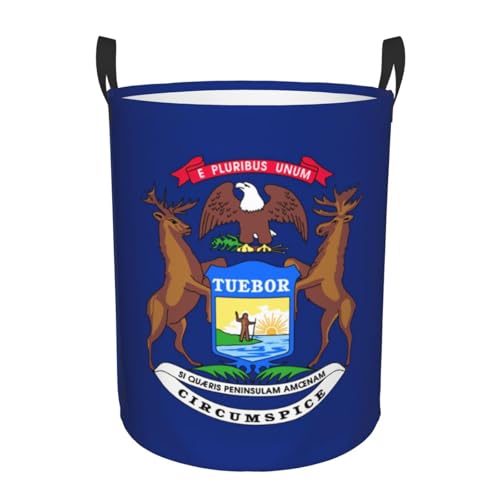 Michigan Wäschekorb mit Staatsflaggen-Druck, hoher Wäschekorb, Korb...