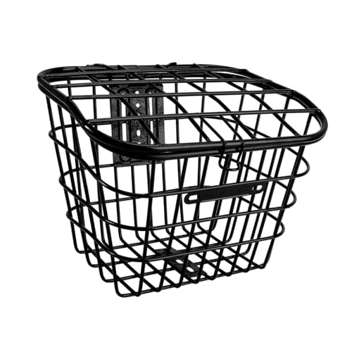 Panier de vélo en acier inoxydable noir grande capacité pour bicyclette électrique