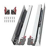 PHWALK 16 Inch Soft Close Undermount (Bottom Mount) Drawer Slides, 1 Pair Heavy Duty Stainless Steel Slides, Full Extension 100lb Capacity for Vanity Cabinets, Home Office Desks (16 Inch)