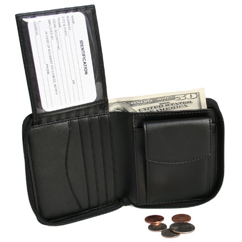 Royce Leather Zip Around Men's Wallet (Black) #TOP4
