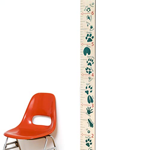 Headwaters Studio Wooden Ruler Growth Chart For Kids, Boys And Girls - Height Chart & Height Measurement For Wall - Kids Nursery Wall Decor And Room Hanging Wall Decor - Green Animal Tracks #TOP7