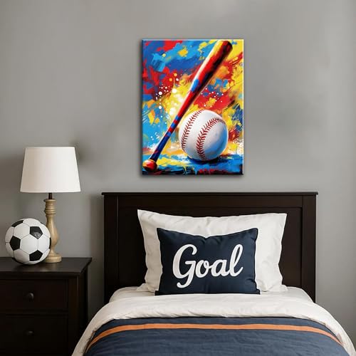Image of Frimeeme Graffiti Baseball Canvas Wall Art,12 inchX16 inch Framed
