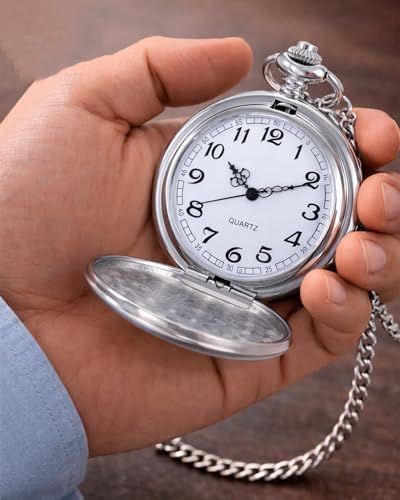 Relogio de Bolso Antigo Quartzo Atlantis Aço Inoxidavel Casual A Prova d'agua Prata