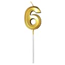 Luxaar Quality Gold Number Candles, Birthday Cake Candles, 5.3 inches Gold Number Cupcake Candle, Birthday Wedding Anniversary New Year Party Cake Decorations Topper(Number 0-9 for Choosing) (6) gallery image