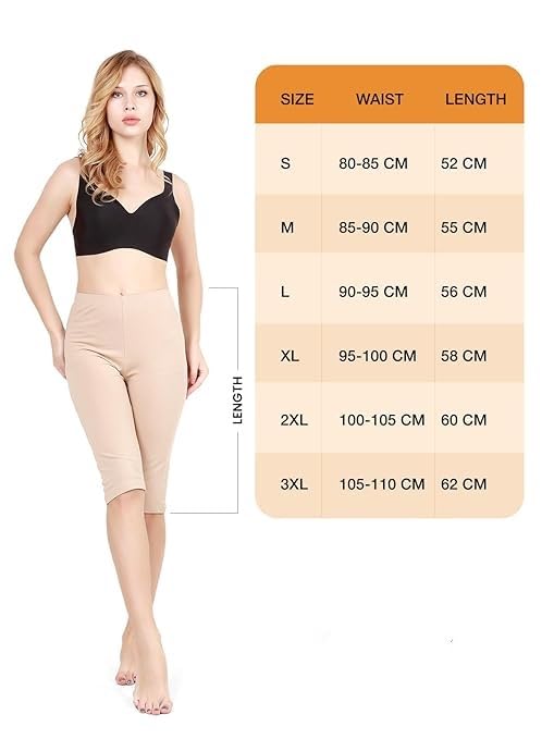Image of mybody Women's Cotton Knee Length Cycling Shorts | Stretchable Breathable Biker Gym Yoga Workout Shorts | Mid Waist Athletic Fit