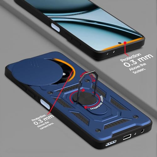 Image of AIBEX Back Cover for realme P1 5G / realme 12+ 5G / realme Narzo 70 Pro 5G | D10 Tough Armor Case | Sliding Camera Shield | 360 Protection | Kickstand Ring Holder | Military-Grade Bumper Case