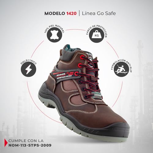 Image of Comando Safety Work Boots Model 1420 Go Safe - 100% Leather Heavy-duty, 100% Dielectric and Insulating, Lightweight and comfortable construction work boots with toe protection
