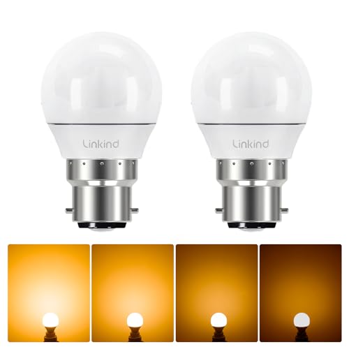 Linkind Dimmable Bayonet Light Bulbs B22 LED Bulbs Warm White 2700k 4.2W (40w Equivalent) 470LM P45(G45) Energy Saving Light Bulbs Bayonette Pack of 2