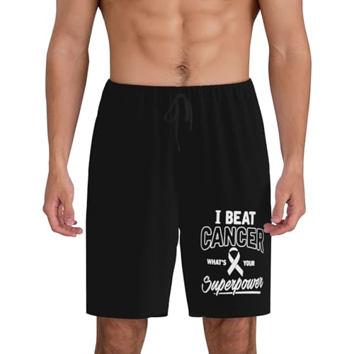 I Beat Cancer Whats Your Superpower Pajama Shorts for Men, Men's Pajama Bottoms, Sleepwear for Summer