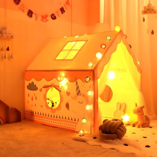 Image of Jumbo Size Light Weight Kids Play Tent House for 3-13 Year Old Kids Girls and Boys (Pink Horse)