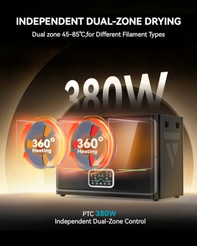 Image of SUNLU 3D Printer Filament Dryer S4 Pro,Dual-Zone Temp Control,Black | up to 85C,380W PTC Heater,Annealing,Auto Humidity Control,for ABS /PLA /PETG /Nylon