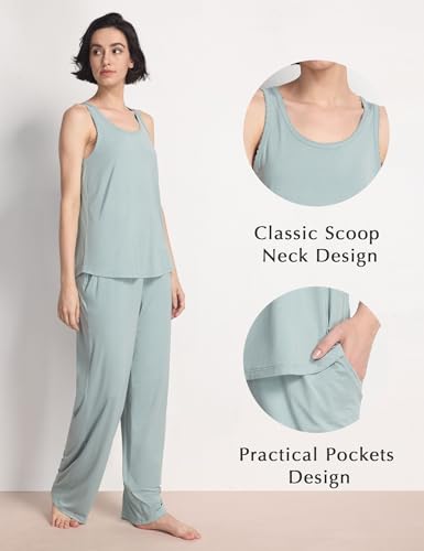 GYS Pajama Set for Women Bamboo Viscose U Neck Tank Top and Pants Soft 2 Piece Sleepwear Sets - Image 5