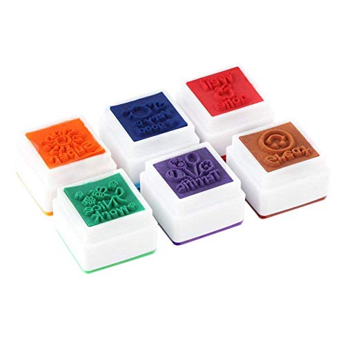 AmigozZ Motivation Kids Stamp Set Sticker School Scrapbooking Stamp DIY Teachers Self Inking Praise Reward Stamps(Ink pad not Included) - Set of 6 pcs Multi