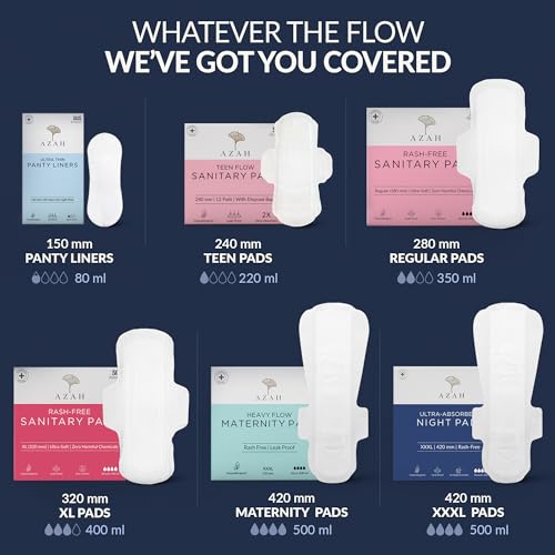 AZAH XXXL Pads for Women (Box of 12) Heavy Flow Pads for Women | 500ml Absorption Pads | 100% Leak Proof Organic Sanitary Pads for Women XXXL |... - Image 7