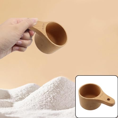 Vaso medidor de madera 1/3 taza con mango corto miniatura 5
