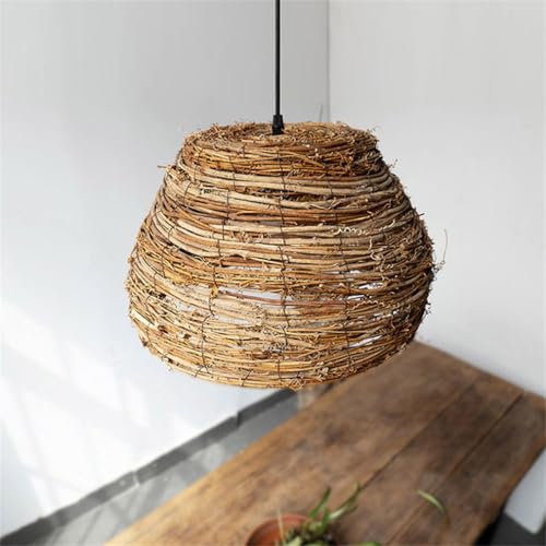 YGZPALH 15.7 Lampadario In Rattan Lampada A Sospensione, Tavolo Da Pranzo Lampade Retrò Costiere In Vimini Lampadario E27 Creativo Regolabile In Altezza Cesto Di Bambù Intrecciato A Mano Lanterna